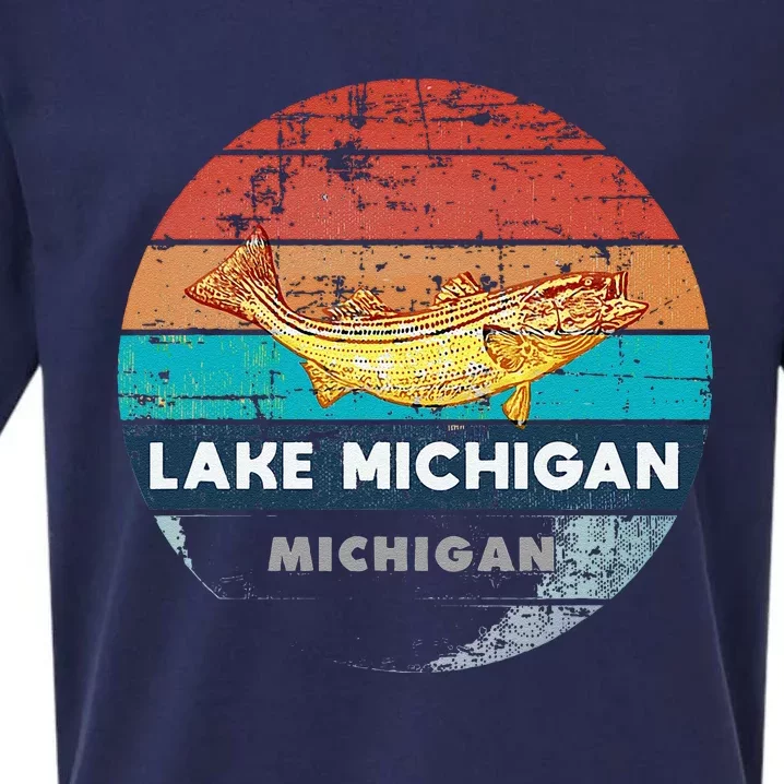 Flying Fishing Bass Salmon Fish Trout Lake Michigan Retro Sueded Cloud Jersey T-Shirt