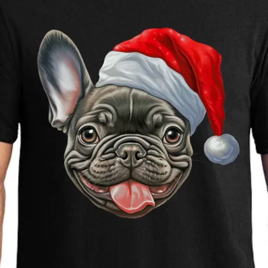 Frenchie French Bulldog Santa Hat Merry Christmas Family Mom Gift Pajama Set