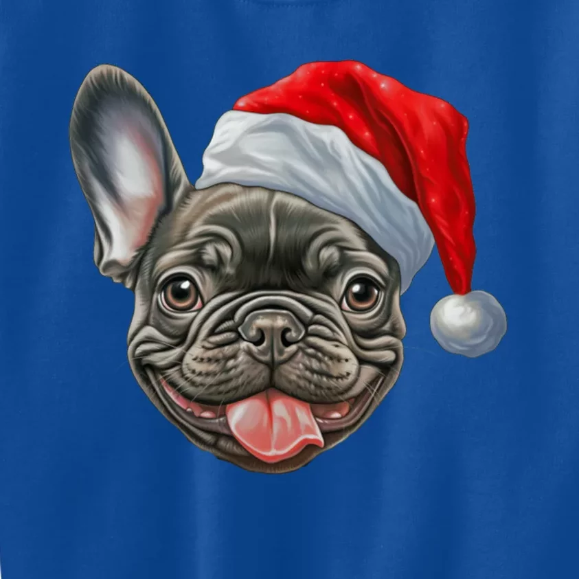 Frenchie French Bulldog Santa Hat Merry Christmas Family Mom Gift Kids Sweatshirt