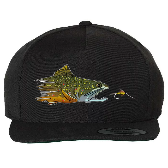 Fly Fishing Brook Trout Dry Fly Tying Fisher Gift Wool Snapback Cap