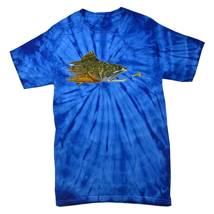 Fly Fishing Brook Trout Dry Fly Tying Fisher Gift Tie-Dye T-Shirt