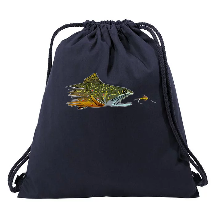 Fly Fishing Brook Trout Dry Fly Tying Fisher Gift Drawstring Bag