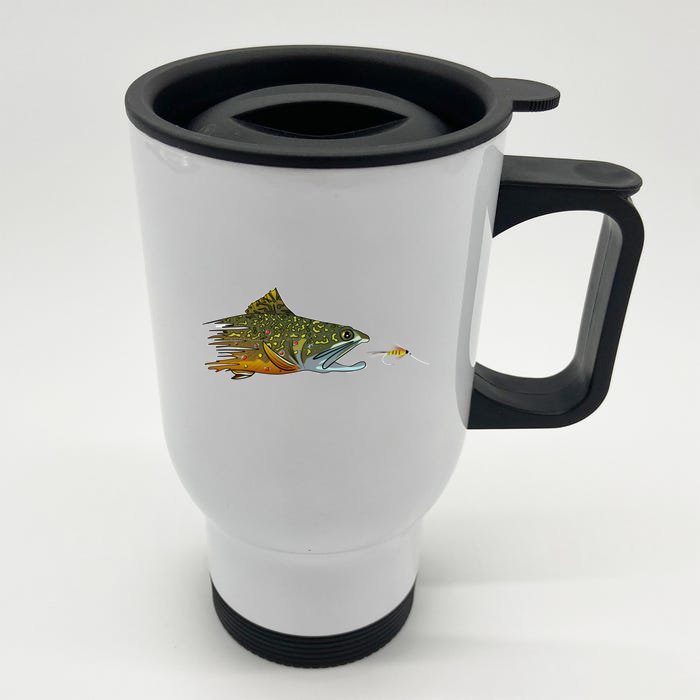 Fly Fishing Brook Trout Dry Fly Tying Fisher Gift Front & Back Stainless Steel Travel Mug