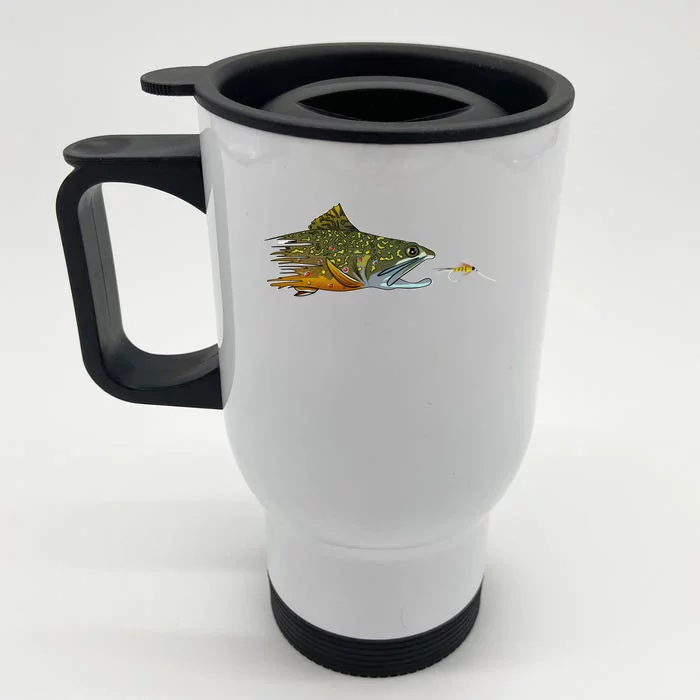 Fly Fishing Brook Trout Dry Fly Tying Fisher Gift Front & Back Stainless Steel Travel Mug