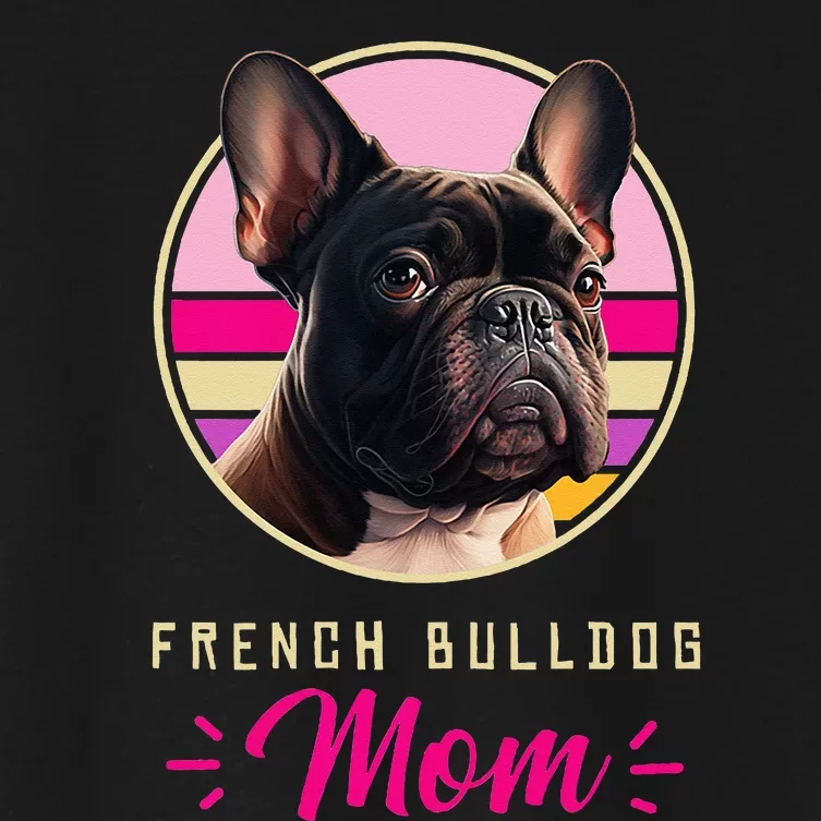 Funny French Bulldog Retro Outfits Clothes Frenchie Dog Mom Women's Crop Top Tee