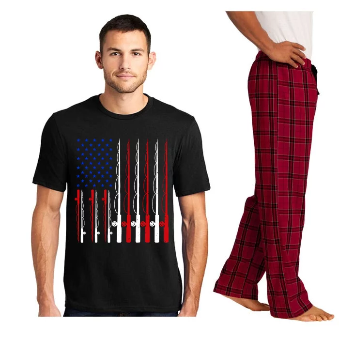 Fishing For Bass Fish Fisherman American Flag Pajama Set