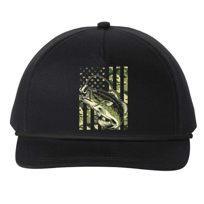 Fishing For Bass Fish Fisherman Fishing Camouflage Snapback Five-Panel Rope Hat