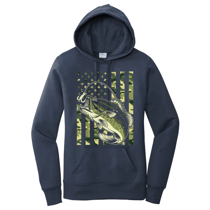 Fishing For Bass Fish Fisherman Fishing Camouflage Women's Pullover Hoodie