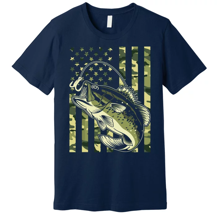 Fishing For Bass Fish Fisherman Fishing Camouflage Premium T-Shirt