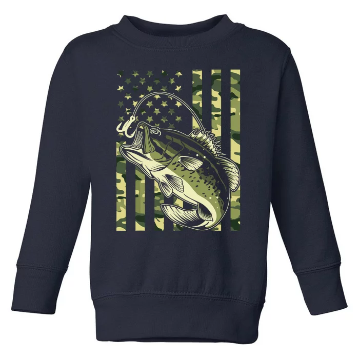 Fishing For Bass Fish Fisherman Fishing Camouflage Toddler Sweatshirt