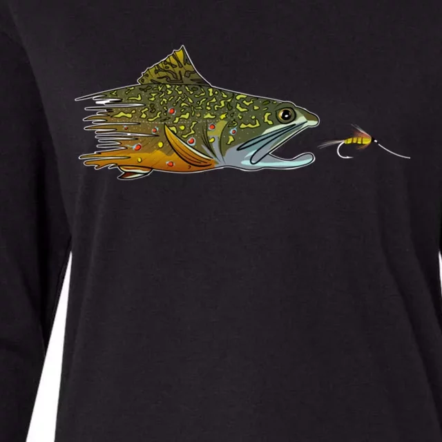 Fly Fishing Brook Trout Dry Fly Tying Fisher Gift Womens Cotton Relaxed Long Sleeve T-Shirt