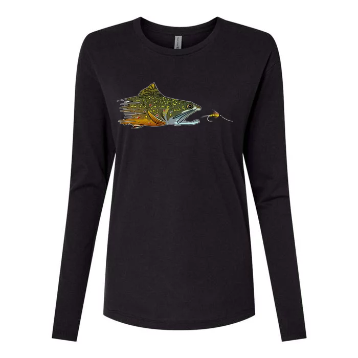 Fly Fishing Brook Trout Dry Fly Tying Fisher Gift Womens Cotton Relaxed Long Sleeve T-Shirt