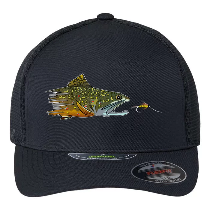 Fly Fishing Brook Trout Dry Fly Tying Fisher Gift Flexfit Unipanel Trucker Cap