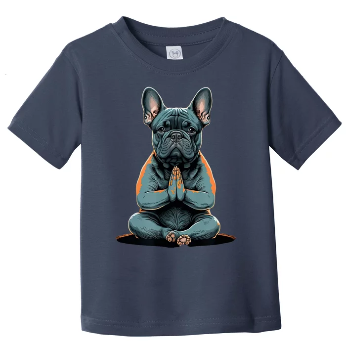 Funny French Bulldog Frenchie Yoga Toddler T-Shirt