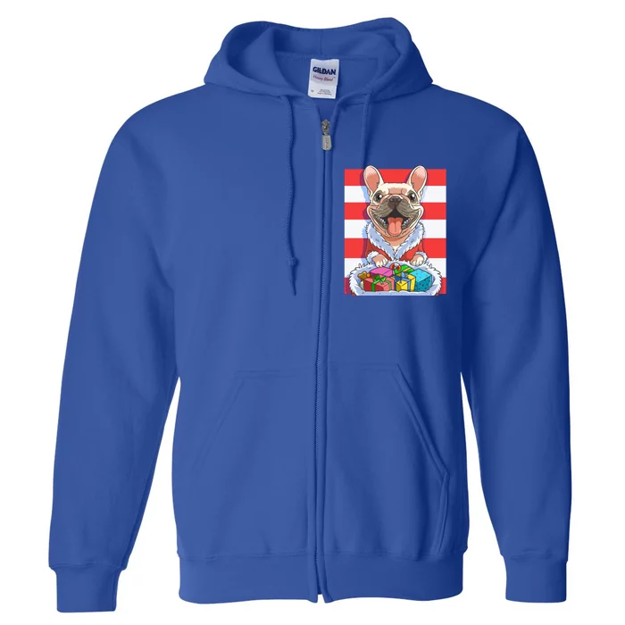 Funny French Bulldog Santa Claus Christmas Xmas Candy Cane Gift Full Zip Hoodie