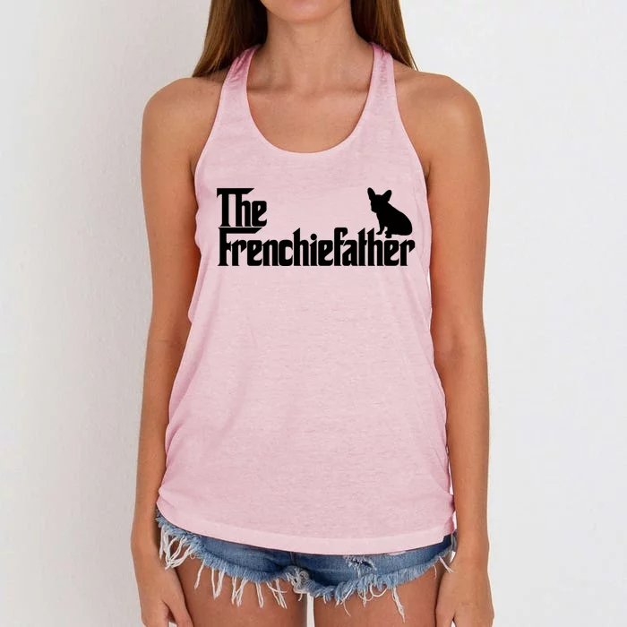 Funny French Bulldog Owner The Frenchie Father Dad Gift Women's Knotted Racerback Tank