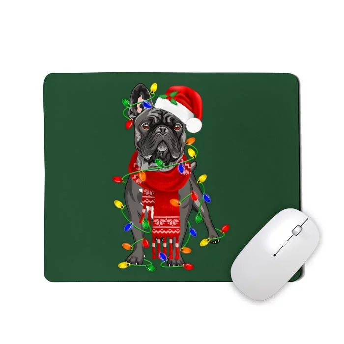 Funny French Bulldog Dog Tree Christmas Lights Xmas Pajama Mousepad