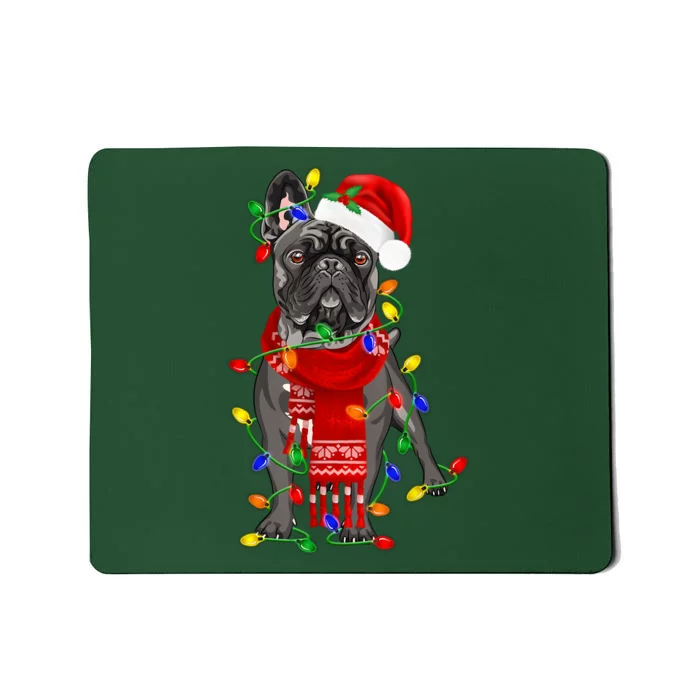 Funny French Bulldog Dog Tree Christmas Lights Xmas Pajama Mousepad