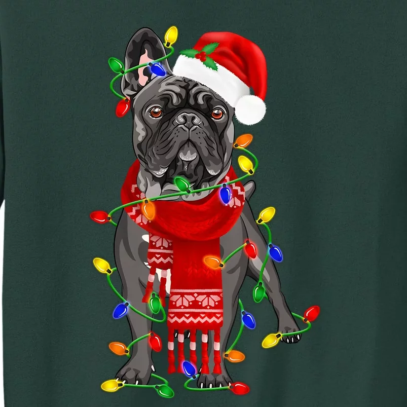 Funny French Bulldog Dog Tree Christmas Lights Xmas Pajama Tall Sweatshirt