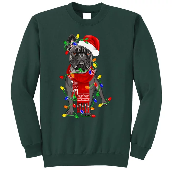 Funny French Bulldog Dog Tree Christmas Lights Xmas Pajama Tall Sweatshirt