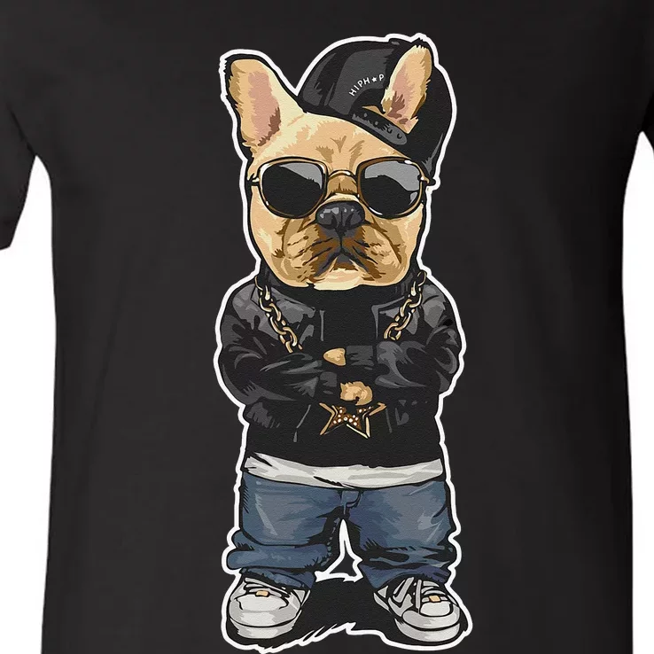 frenchie french bulldog frenchie mom dog pug bull V-Neck T-Shirt