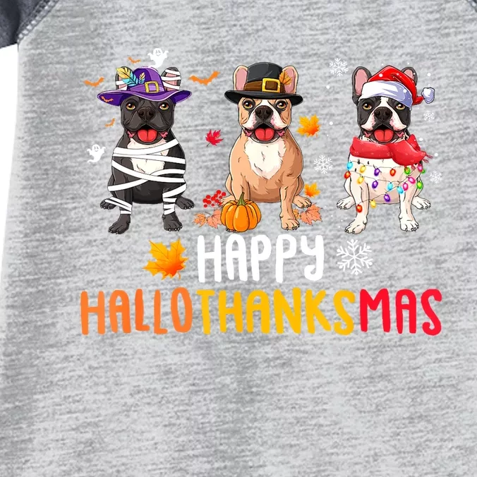 Funny French Bulldog Dogs Halloween Thanksgiving Christmas Gift Infant Baby Jersey Bodysuit