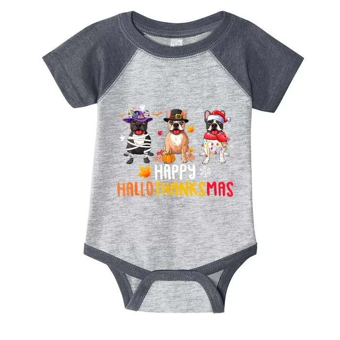 Funny French Bulldog Dogs Halloween Thanksgiving Christmas Gift Infant Baby Jersey Bodysuit