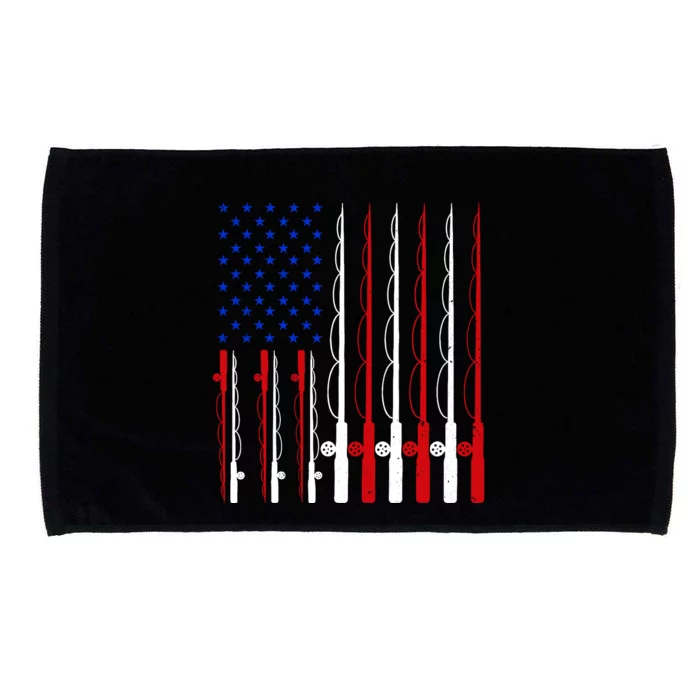 Fishing For Bass Fish Fisherman American Flag Microfiber Hand Towel