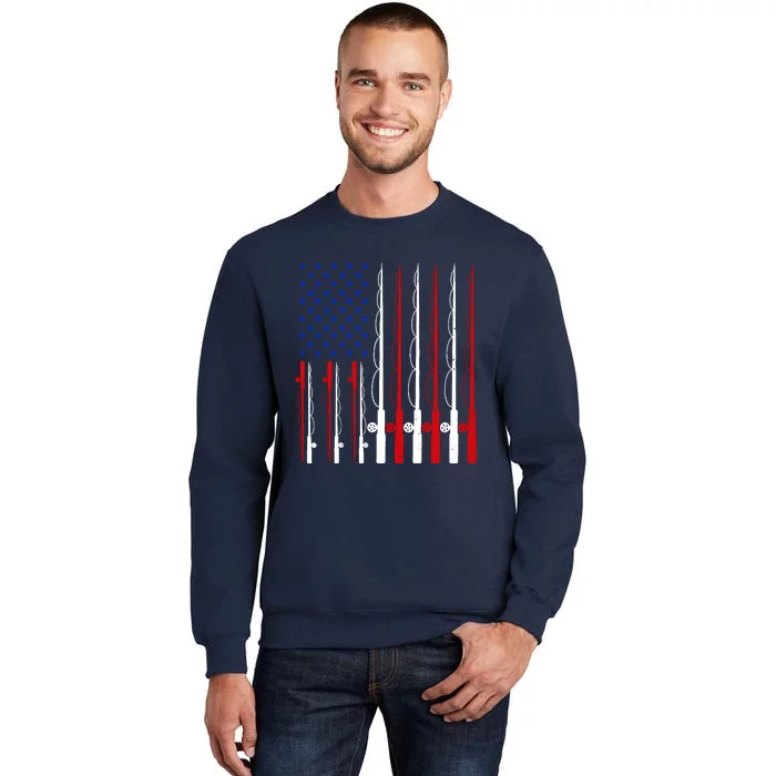 Fishing For Bass Fish Fisherman American Flag Sweatshirt