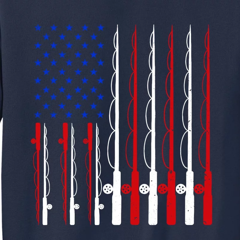 Fishing For Bass Fish Fisherman American Flag Sweatshirt