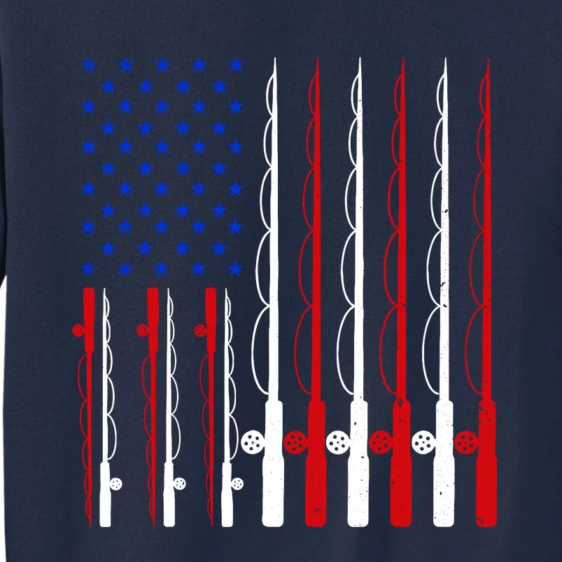 Fishing For Bass Fish Fisherman American Flag Tall Sweatshirt