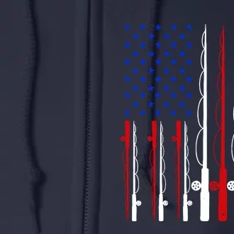 Fishing For Bass Fish Fisherman American Flag Full Zip Hoodie