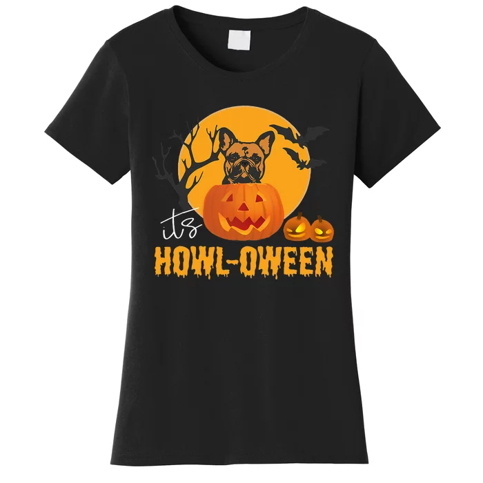 Funny French Bulldog Halloween Pun for Pumpkin Lovers Women's T-Shirt