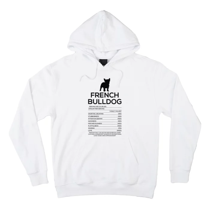 Funny French Bulldog Nutrition Facts Humor Frenchie Lover Hoodie