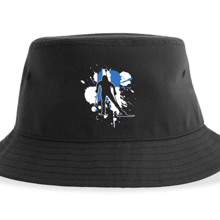 Finland Flag Biathlonist Finnish Biathlon Sustainable Bucket Hat