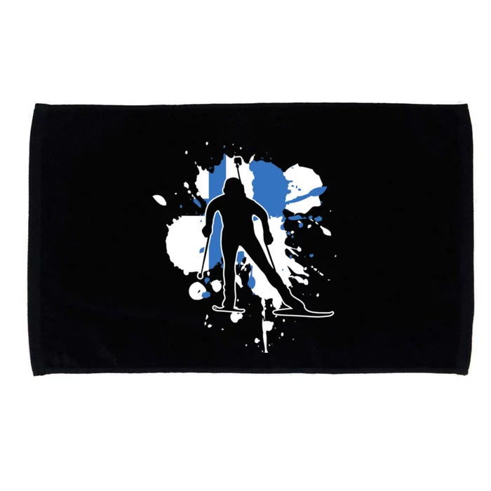 Finland Flag Biathlonist Finnish Biathlon Microfiber Hand Towel