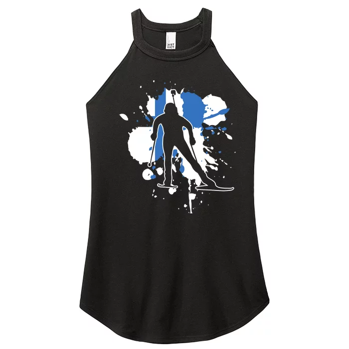 Finland Flag Biathlonist Finnish Biathlon Women’s Perfect Tri Rocker Tank