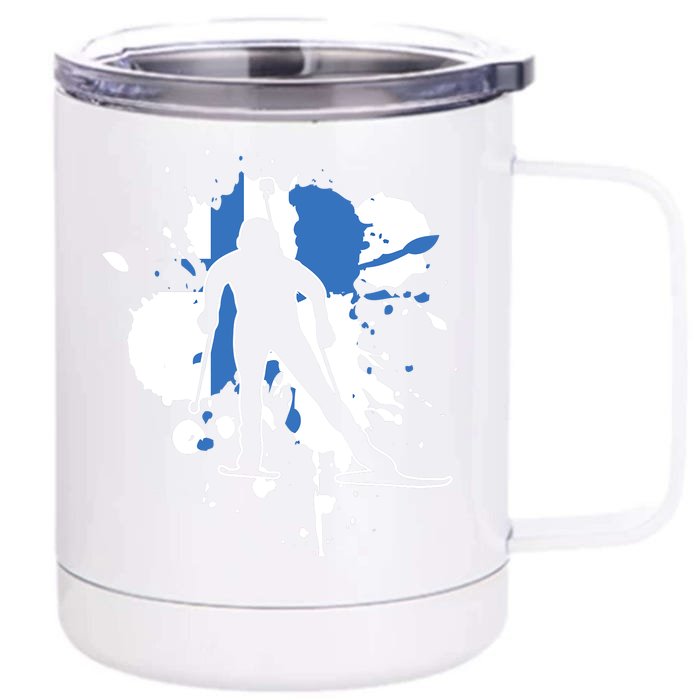 Finland Flag Biathlonist Finnish Biathlon Front & Back 12oz Stainless Steel Tumbler Cup