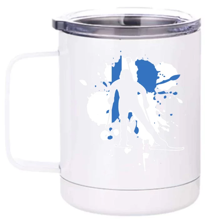 Finland Flag Biathlonist Finnish Biathlon Front & Back 12oz Stainless Steel Tumbler Cup