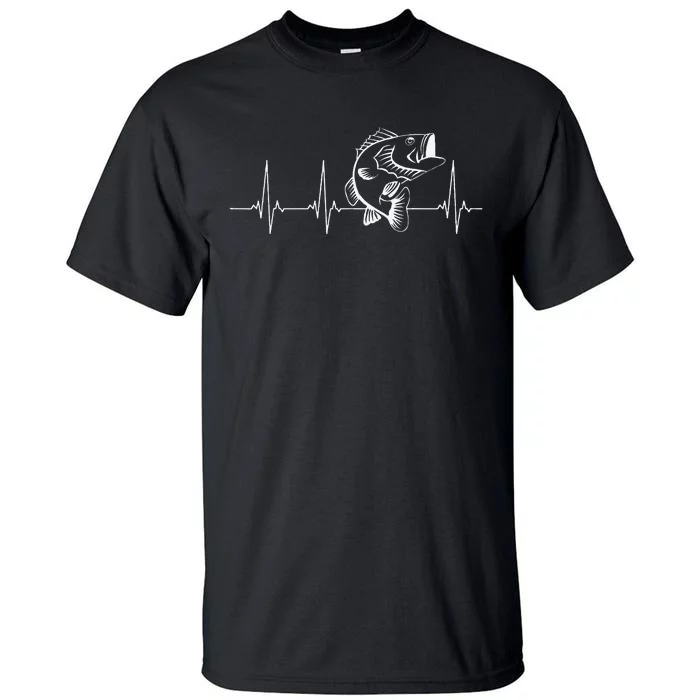 Funny Fishing Bass Heartbeat Tall T-Shirt