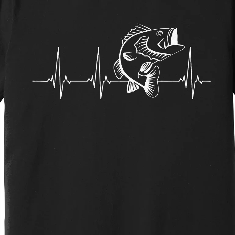 Funny Fishing Bass Heartbeat Premium T-Shirt