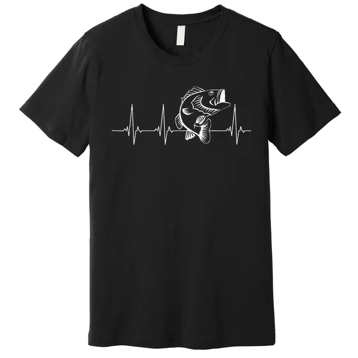 Funny Fishing Bass Heartbeat Premium T-Shirt