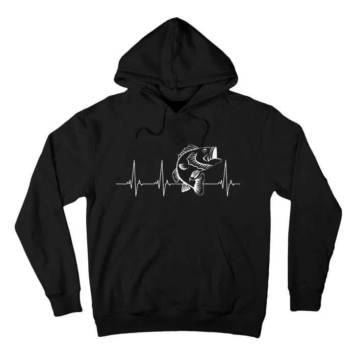 Funny Fishing Bass Heartbeat Tall Hoodie