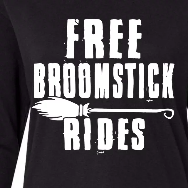 Funny Free Broomstick Rides Halloween Witch Wizard Womens Cotton Relaxed Long Sleeve T-Shirt