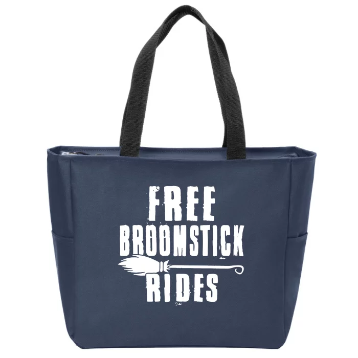 Funny Free Broomstick Rides Halloween Witch Wizard Zip Tote Bag