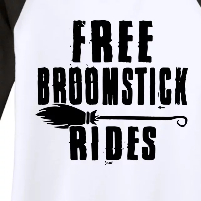 Funny Free Broomstick Rides Halloween Witch Wizard Women's Tri-Blend 3/4-Sleeve Raglan Shirt