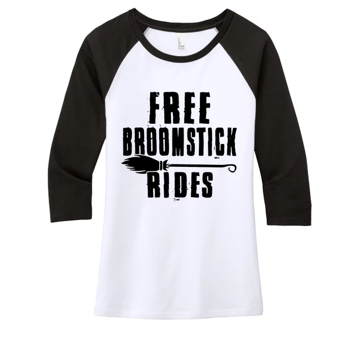 Funny Free Broomstick Rides Halloween Witch Wizard Women's Tri-Blend 3/4-Sleeve Raglan Shirt