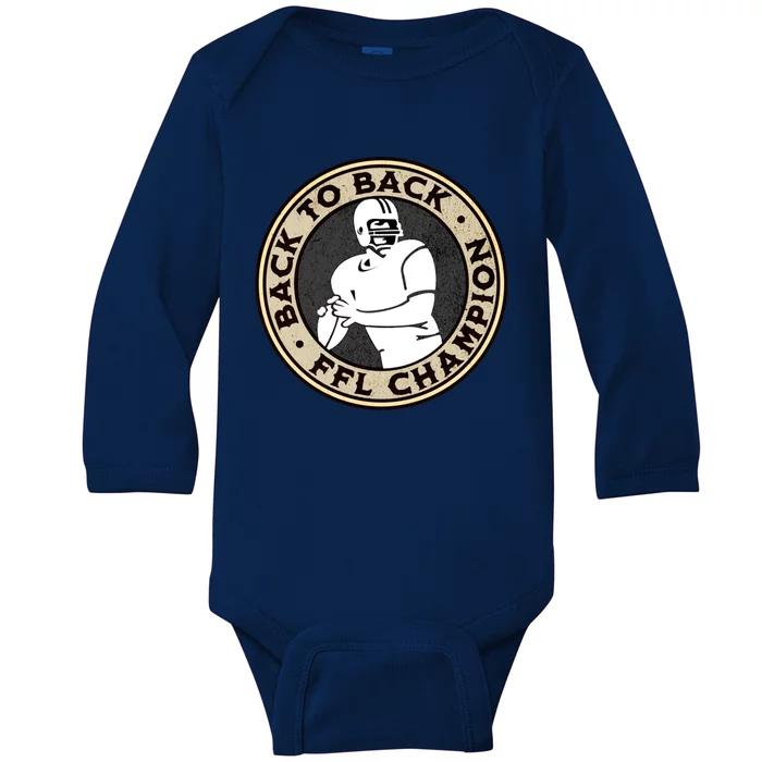 Fantasy Football Back To Back Champs Ffl League Winner Great Gift Baby Long Sleeve Bodysuit