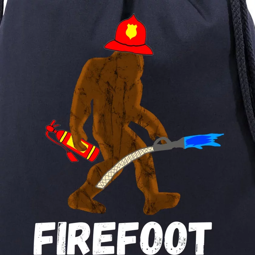 Fire Fighter Bigfoot Fire Funny Sasquatch Firefighter Gift Drawstring Bag