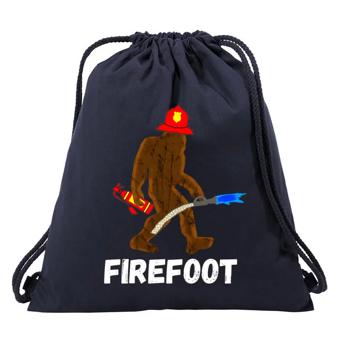 Fire Fighter Bigfoot Fire Funny Sasquatch Firefighter Gift Drawstring Bag